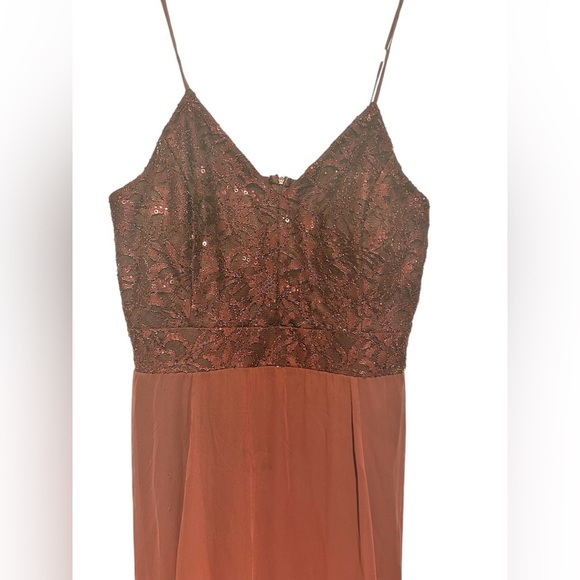 NWT Alexa B Nites Burgundy Full Length Sequin Top Dress 16W - Picture 2 of 9